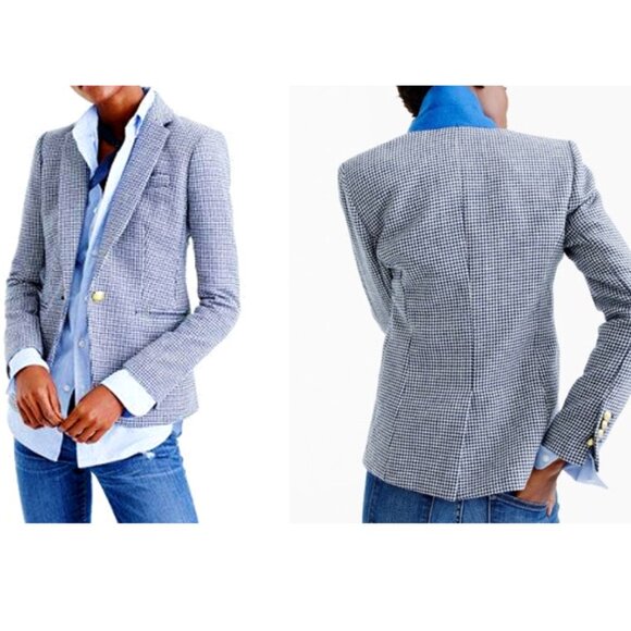 Nwt J Crew Wool Houndstooth plaid Campbell Blazer - Picture 1 of 6